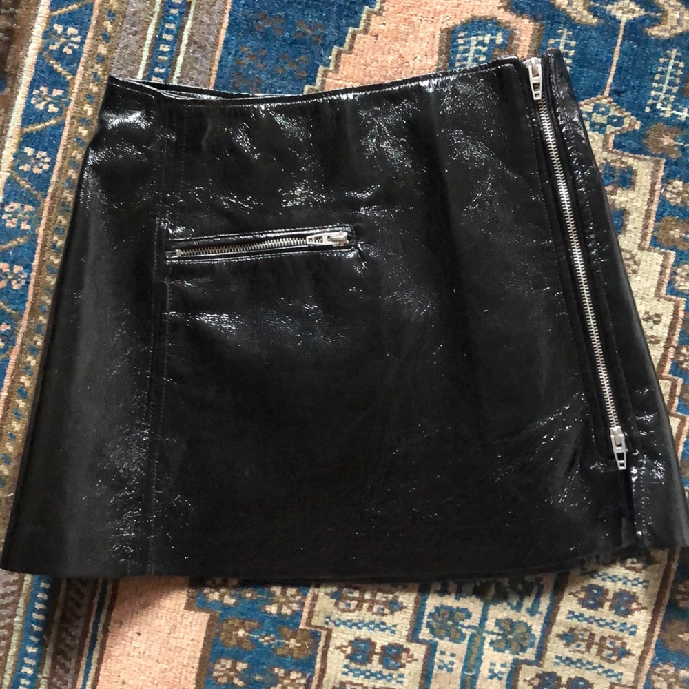 Blank NYC Vegan Black Leather Skirt with Zippers